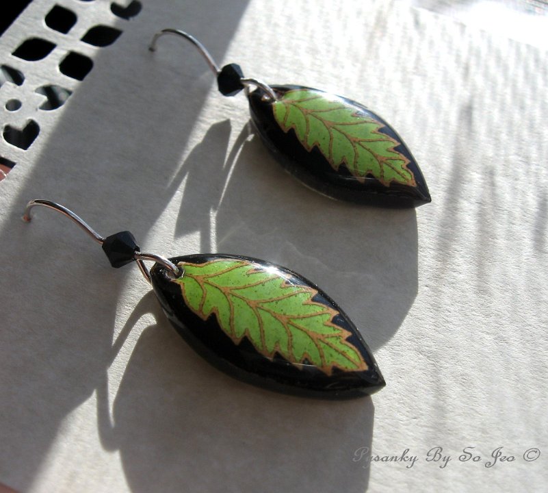 Little Sublime Lime Leaf Earrings Pysanky By So Jeo